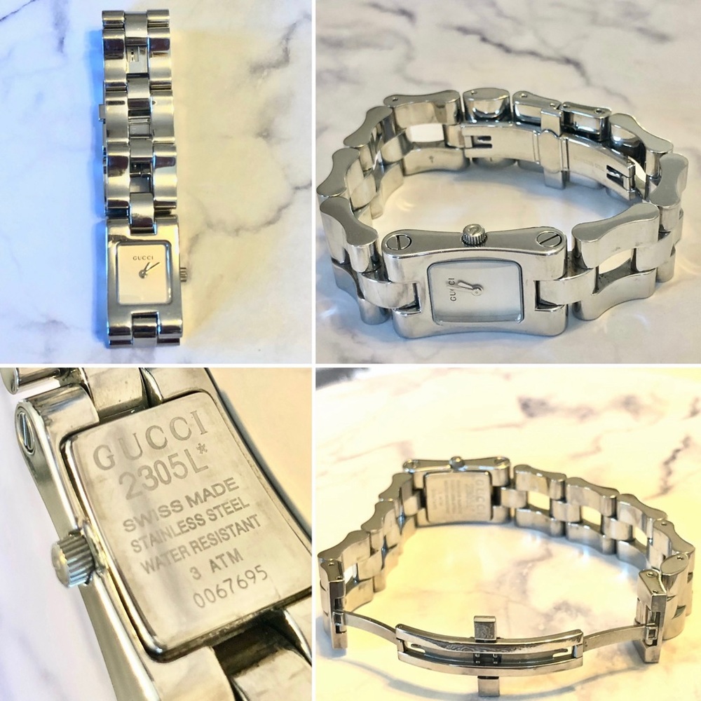 GUCCI-Womens  2305 L Stainless Steel Watch-New Battery-Great Condition